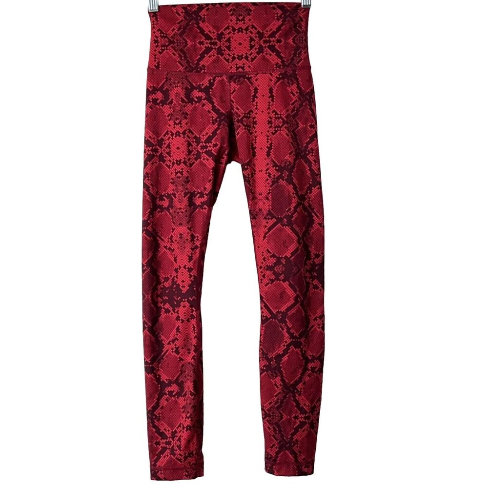 Lululemon Animal Print Wunder Under Ziggy Active Pants In Red Cranberry Tide 2 - Picture 4 of 12